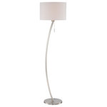 Lite Source Inc. - Floor Lamp, Satin Chrome White Fabric Shade, E27 Cfl 23W - This modern floor lamp showcases a satin chrome finished metal body that interacts with an off-white fabric shade. A stylish piece that can enhance your bedroom, living room or den.Item Dimensions :- 15.75x60.75socket :- E271Bulb watt :- 23Bulb class :- CFLAssembly requiredIncludes one compact fluorescent  bulb, 23 Watts