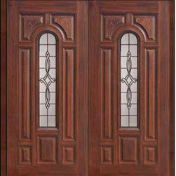 Prehung Double Door 80 Fiberglass Marsais Center Arch Lite Glass - Front Doors