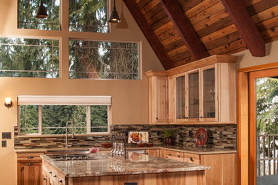Example of an arts and crafts kitchen design in Seattle