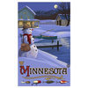 Paul A. Lanquist Minnesota Snowman Fishing Hills Art Print, 30"x45"