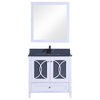 36" White Sink Vanity With Mirror, Without Faucet