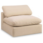 Meridian Furniture - Comfy Beige Linen Textured Fabric Modular Chair, Beige, Velvet, Armless Chair - Give your space a whole new look with this beige Comfy velvet armless chair. This handsome chair fits nicely with other items in the Comfy collection and is a versatile seating option designed for adaptability, comfort and style. Wrapped in rich beige durable velvet upholstery, this chair offers a plush embrace of overstuffed down feather cushions, carefully crafted to deliver the highest level of comfort. The perfect seat for creating an oasis for relaxation, this chair has thick foam surrounding its frame for added support and coziness.