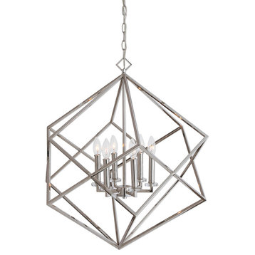Uttermost 22122 Euclid 6 Light 26"W Taper Candle Chandelier - Polished Nickel
