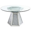 Coaster Quinn 5-piece Glass Hexagon Pedestal Dining Room Set Mirror and Teal