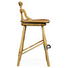 Natural Oak Barstool With Studded Leather Seat, Side