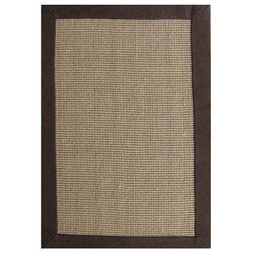 Bordered Handwoven Sisal Style Jute Rug, Chocolate, 8'x10'