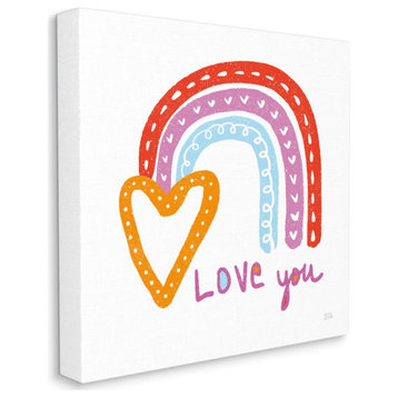 Love You Rainbow Hearts Children's Blue Word Design,1pc, each 30 x 30