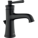 Hansgrohe - Hansgrohe Joleena Single-Hole Faucet 100, 0.5 GPM in Matte Black - Designed for the moments when you work on the finishing touches, from brushing your teeth to washing your hands, the faucet collection from Joleena includes a range of options for you to choose from. Joleena's transitional styling and balanced design will infuse your routines with elegance. The Joleena single-hole bath faucet features an aerated spray, which provides a luxurious feeling and limits the amount of splashing on your countertop. The 0.5 GPM flow rate gives great water savings without sacrificing performance. The single-hole design may be installed in either a 1-hole or 3-hole counter setup with the addition of the Joleena baseplate (04778xxx).
