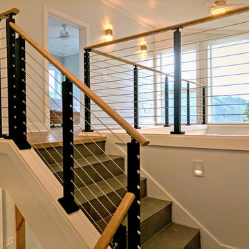 Multilevel Stairway with Cable Rail