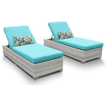 TK Classics Fairmont Patio Chaise Lounge in Turquoise (Set of 2)
