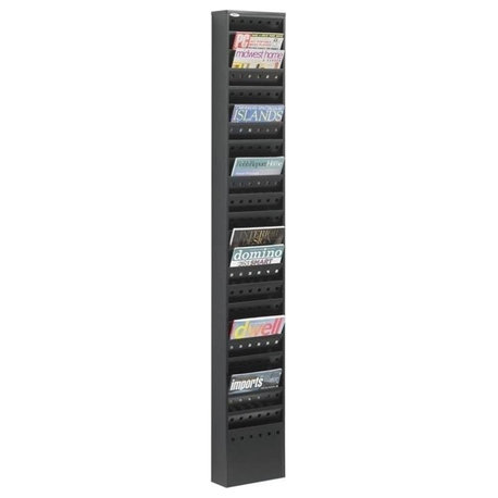 Pemberly Row 23-Pocket Steel Magazine Rack in Black