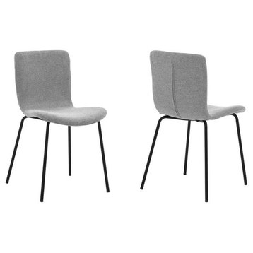 Armen Living Gillian 19" Fabric Dining Room Chairs in Gray/Black (Set of 2)