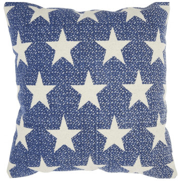 Navy Blue And Ivory Stars Throw Pillow