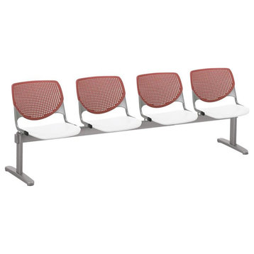 KFI KOOL 4 Seat Reception Bench - Coral Backs - White Seats