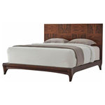 English Georgian America - Mid Century Modern Style King Size Bed - Mid Century Modern style king size bed with exotic wild rosewood veneer and sapele oak. Inlcudes platform bed slats.