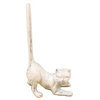Whitewashed Cast Iron Cat Extra Toilet Paper Stand 10"