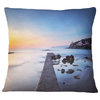 Castiglioncello Bay Concrete Pier Seascape Throw Pillow, 16"x16"