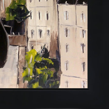 ArtistBe Black Cat and His Pretty on Paris Roofs with Frame, 24.75 x 28.75