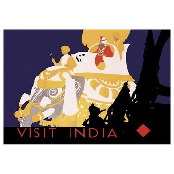 "Visit India" Digital Paper Print by Vintage Elephant, 24"x17"