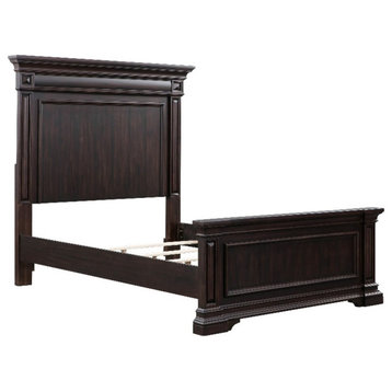 TOV Furniture Stamford Wood Queen Panel Bed in Dark Brown Finish