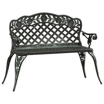 vidaXL Outdoor Patio Bench Outdoor Garden Park Bench Chair Cast Aluminum Green