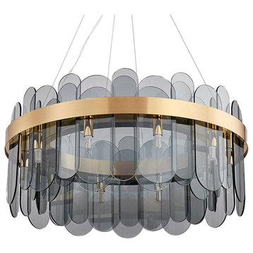 Modern led chandelier for living room, master bedroom, dining room., Smoke Gray Glass, 8''