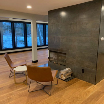 Select White Oak Plank Flooring, Fireplace Living Room