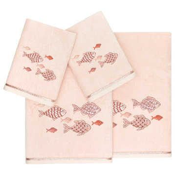 Linum Home Textiles 100% Turkish Cotton FIGI 4PC Embellished Towel Set