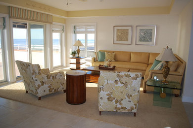 Inspiration for a coastal living room remodel in New York
