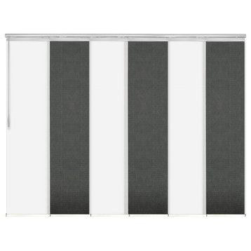 Navajo White-Koala Gray 6-Panel Track Extendable Vertical Blinds 70-130"x94"