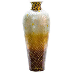 DecorShore Bella Palacio Gold Vase With Crackled Glass Mosaic