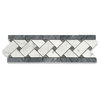 Carrara Venato Marble Basketweave Mosaic Border Bardiglio Dot Polished, 1 sheet