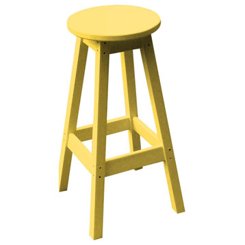 Poly Lumber Bar Stool, Lemon Yellow, Bar Height, Round
