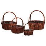 WaldImports - Wald Imports Brown Willow Decorative Nesting Storage Baskets, Set of 4 - SET OF 4 DARK BROWN WILLOW BASKETS. Nested set of four dark brown willow baskets with handles.