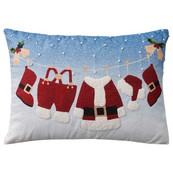Nourison Home 14"x20" Pillows Santa Clothes On Lin Multicolor Throw Pillows