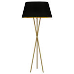 Dainolite - 1-Light Modern Tripod Floor Lamp Gabriela, Black/Gold Shade, Aged Brass - 1 Light Tripod Aged Brass Floor Lamp with Black and Gold Shade