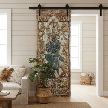 Grand Entrance with Custom Double Carved Doors by Mogul Interior