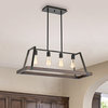 4-Light Wood and Oil Rubbed Bronze Island Chandelier