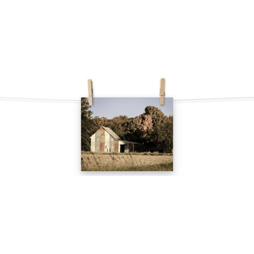 Patriotic Barn in Field Aged Landscape Photo Unframed Wall Art Print, 8" X 10"