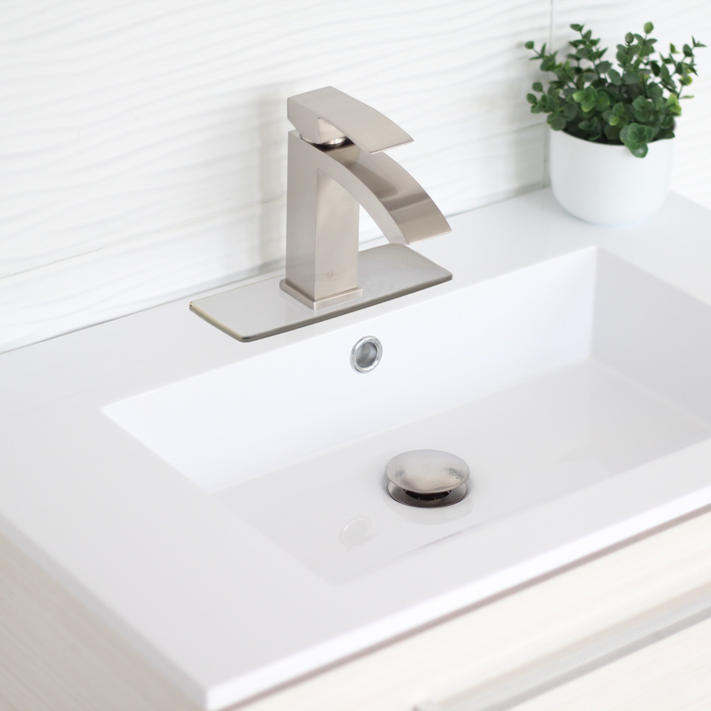 STYLISH 6 1/8" Brushed Nickel Bathroom Square Deck Plate