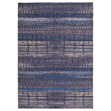 Myrrin Contemporary Machine Washable Gray/Blue Rug, 10'6"x14'
