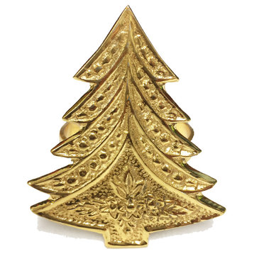 Christmas Tree Design Napkin Rings, Sold Per 4, Gold