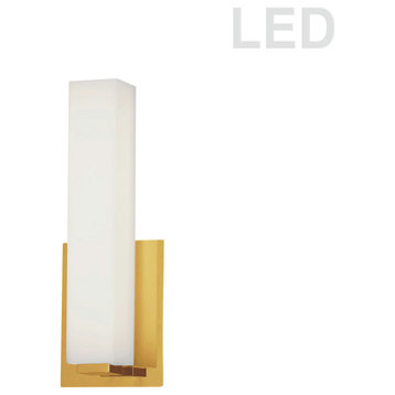 12W Aged Brass Vanity Light w/ White Glass