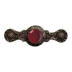 Inviting Home Inc. - Victorian Pull, Antique-Style Brass With Red Carnelian - Cabinet And Drawer Handle Pulls
