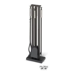Contemporary Tools in Matte Black with Brushed Steel Handles - Fireplace Accessories