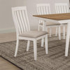 Pemberly Row Farmhouse Wood Side Chairs in Off White and Light Brown