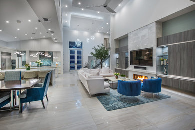 Transitional family room photo in Miami