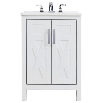 Stufurhome Hathaway 24"x34" White Engineered Wood Laundry Sink