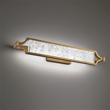 Emblem LED Vanity in Aged Brass