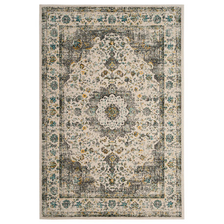 Safavieh Couture Evoke Collection EVK220 Rug, Gray/Gold, 5'1"x7'6"